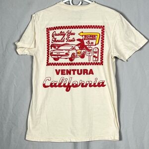Super Duper Co Graphic T-Shirt Mens Small Ventura California Burger Cream Retro